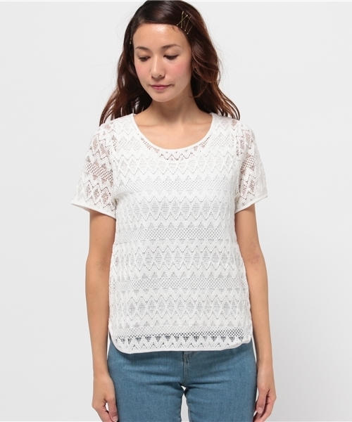 OUTLET(アウトレット)の「【mystic】カットレースプルオーバー(Tシャツ/カットソー・レディース・ブラック/オフホワイト/キャメル・FREE)」の4枚目の写真