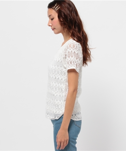 OUTLET(アウトレット)の「【mystic】カットレースプルオーバー(Tシャツ/カットソー・レディース・ブラック/オフホワイト/キャメル・FREE)」の5枚目の写真