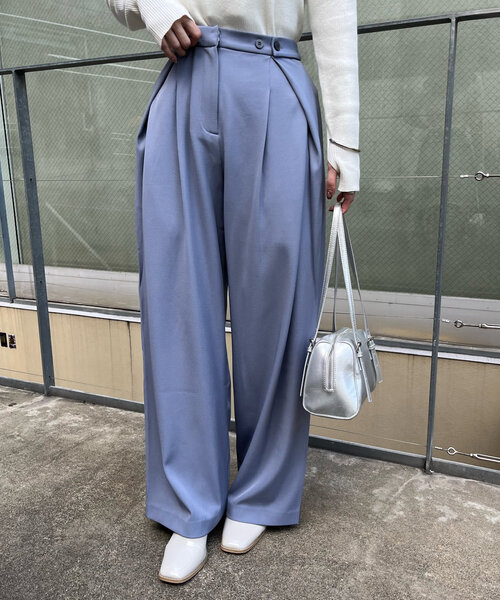 mline（エムライン）の「[mline]ウエストボタンスラックス（スラックス・レディース・ブラック/ブルー/チャコールグレー・1/2）」の3枚目の写真