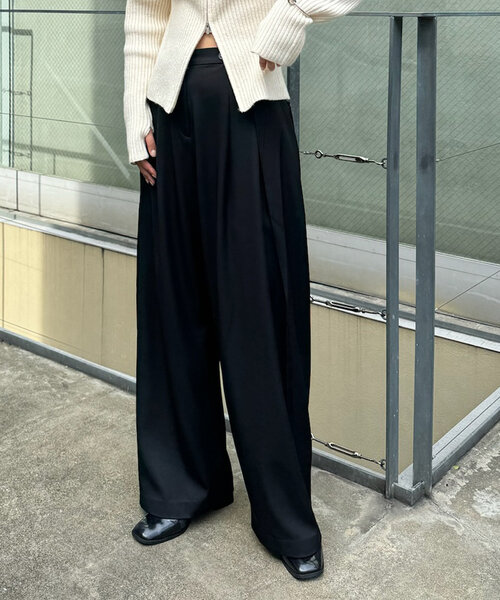 mline（エムライン）の「[mline]ウエストボタンスラックス（スラックス・レディース・ブラック/ブルー/チャコールグレー・1/2）」の2枚目の写真