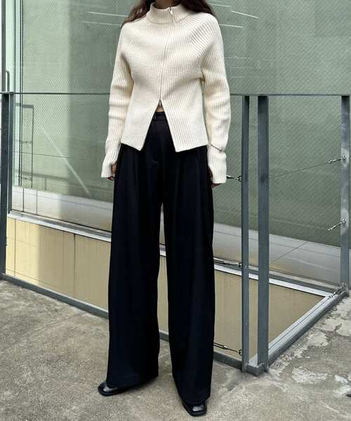 mline（エムライン）の「[mline]ウエストボタンスラックス（スラックス・レディース・ブラック/ブルー/チャコールグレー・1/2）」の4枚目の写真