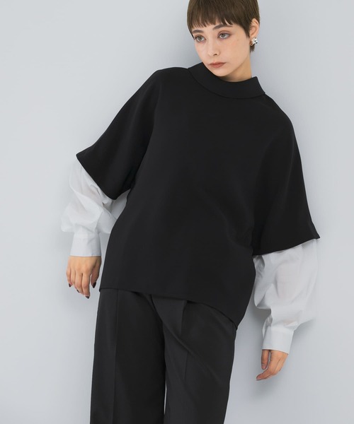 CHIGNON（シニヨン）の「CHIGNON　スリーブレイヤードドルマンブラウス（シャツ/ブラウス・レディース・ライトベージュ/ブラック・FREE）」の2枚目の写真