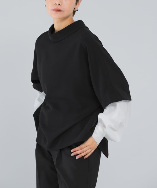 CHIGNON（シニヨン）の「CHIGNON　スリーブレイヤードドルマンブラウス（シャツ/ブラウス・レディース・ライトベージュ/ブラック・FREE）」の3枚目の写真