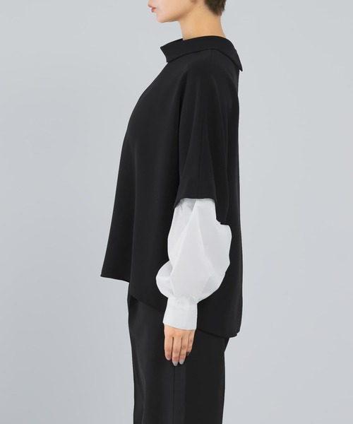 CHIGNON（シニヨン）の「CHIGNON　スリーブレイヤードドルマンブラウス（シャツ/ブラウス・レディース・ライトベージュ/ブラック・FREE）」の7枚目の写真