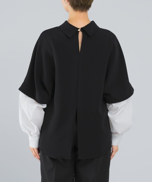 CHIGNON（シニヨン）の「CHIGNON　スリーブレイヤードドルマンブラウス（シャツ/ブラウス・レディース・ライトベージュ/ブラック・FREE）」の8枚目の写真