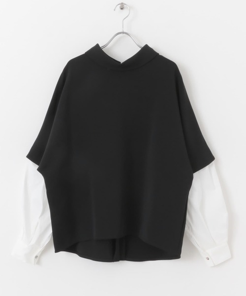 CHIGNON（シニヨン）の「CHIGNON　スリーブレイヤードドルマンブラウス（シャツ/ブラウス・レディース・ライトベージュ/ブラック・FREE）」の9枚目の写真