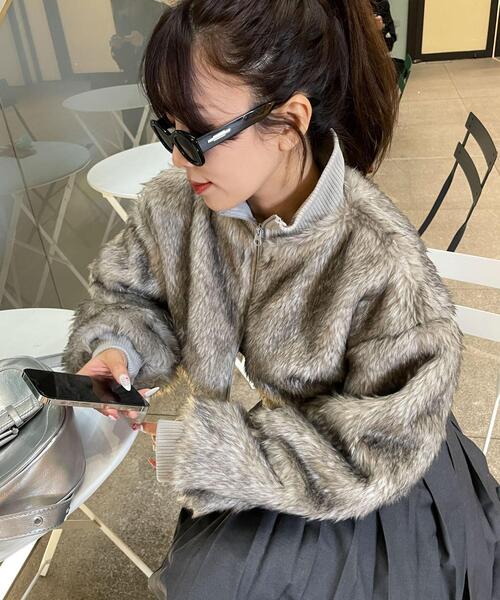 WEGO（ウィゴー）の「WEGO/ミックスフェイクファーブルゾン（ブルゾン・レディース・ライトグレー/ブラウン・FREE）」の17枚目の写真