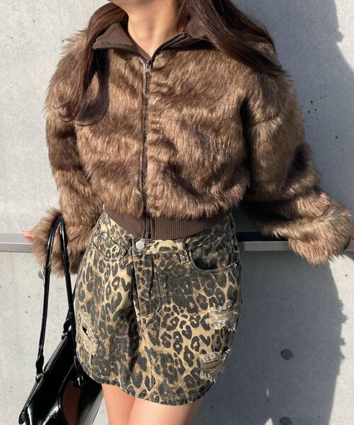 WEGO（ウィゴー）の「WEGO/ミックスフェイクファーブルゾン（ブルゾン・レディース・ライトグレー/ブラウン・FREE）」の18枚目の写真