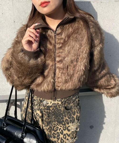 WEGO（ウィゴー）の「WEGO/ミックスフェイクファーブルゾン（ブルゾン・レディース・ライトグレー/ブラウン・FREE）」の19枚目の写真