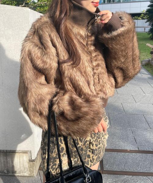 WEGO（ウィゴー）の「WEGO/ミックスフェイクファーブルゾン（ブルゾン・レディース・ライトグレー/ブラウン・FREE）」の21枚目の写真