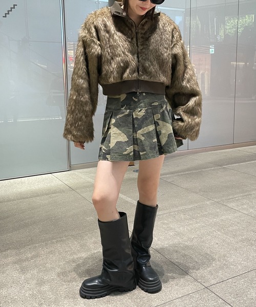 WEGO（ウィゴー）の「WEGO/ミックスフェイクファーブルゾン（ブルゾン・レディース・ライトグレー/ブラウン・FREE）」の6枚目の写真