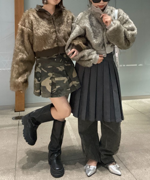 WEGO（ウィゴー）の「WEGO/ミックスフェイクファーブルゾン（ブルゾン・レディース・ライトグレー/ブラウン・FREE）」の3枚目の写真