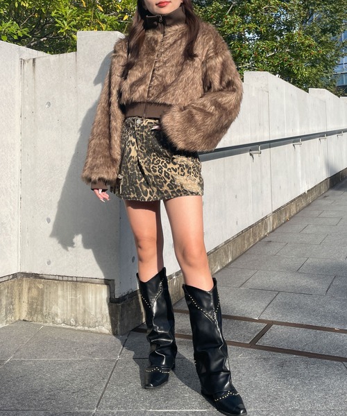 WEGO（ウィゴー）の「WEGO/ミックスフェイクファーブルゾン（ブルゾン・レディース・ライトグレー/ブラウン・FREE）」の10枚目の写真