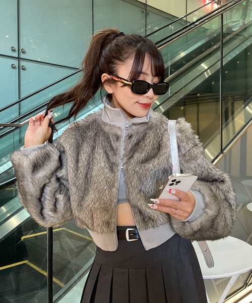 MURUA MIXフェイクファーブルゾン MURUA フェイクファーブルゾン