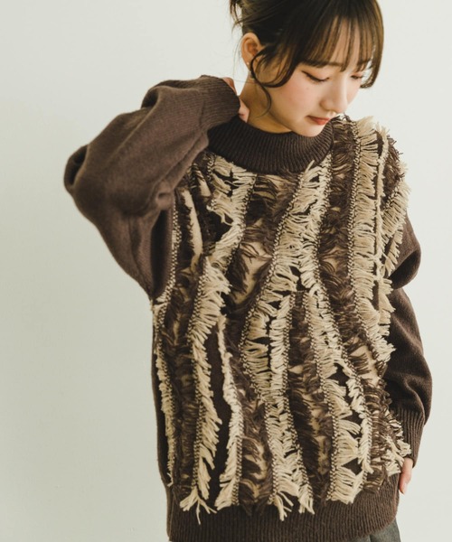 URBAN RESEARCH ITEMS / アーバンリサーチ アイテムズ フリンジプチハイニット ITEMS URBANRESEARCH ニット セーター フリンジプチハイニット