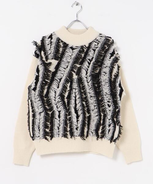 ITEMS URBANRESEARCH(アイテムズ アーバンリサーチ)の「フリンジプチハイニット(ニット/セーター・レディース・ホワイト系その他/ブラウン系その他・FREE)」の16枚目の写真