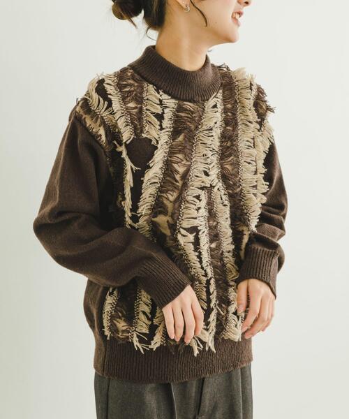 ITEMS URBANRESEARCH(アイテムズ アーバンリサーチ)の「フリンジプチハイニット(ニット/セーター・レディース・ホワイト系その他/ブラウン系その他・FREE)」の19枚目の写真