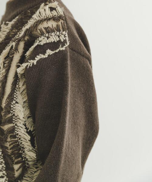 ITEMS URBANRESEARCH(アイテムズ アーバンリサーチ)の「フリンジプチハイニット(ニット/セーター・レディース・ホワイト系その他/ブラウン系その他・FREE)」の3枚目の写真
