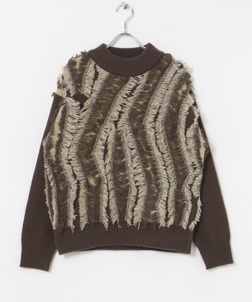 ITEMS URBANRESEARCH(アイテムズ アーバンリサーチ)の「フリンジプチハイニット(ニット/セーター・レディース・ホワイト系その他/ブラウン系その他・FREE)」の4枚目の写真
