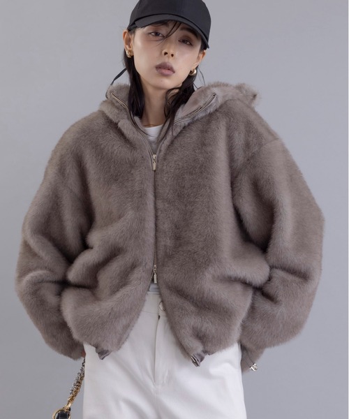 noz出品☆ eimee law ミンクライクファーフーディ ハーフコート Eimee Law エイミーロウ ミンクライクファーフーディ 83932K