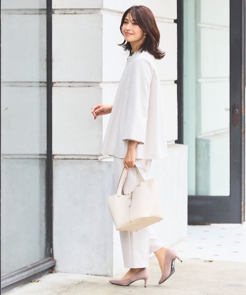 CROSS FUNCTION（クロスファンクション）の「【入荷禁止】《洗える・ストレッチ・シワになりにくい》正解 Aラインフレアジャケット【CF/クロスファンクション】（ノーカラージャケット・レディース・ブラック/ライトグレー/ベージュ/ネイビー・7号/9号/11号/13号/15号）」の22枚目の写真