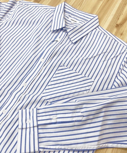 TopIsm（トップイズム）の「無地 チェック ストライプ ブロード長袖シャツ（シャツ/ブラウス・メンズ・ホワイト×ブルー/ブラック系その他2/ブラック/ホワイト/ブルー系その他/ブラック系その他/ブルー/ホワイト×ブラック/ネイビー/オレンジ・L/XL/M）」の16枚目の写真