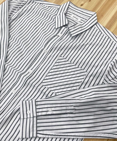 TopIsm（トップイズム）の「無地 チェック ストライプ ブロード長袖シャツ（シャツ/ブラウス・メンズ・ホワイト×ブルー/ブラック系その他2/ブラック/ホワイト/ブルー系その他/ブラック系その他/ブルー/ホワイト×ブラック/ネイビー/オレンジ・L/XL/M）」の19枚目の写真