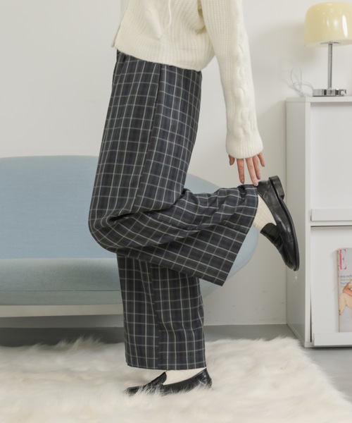 Birthday room（バースデイルーム）の「チェックワイドパンツ / checked wide pants（スラックス・レディース・グリーン/オレンジ・FREE）」の4枚目の写真