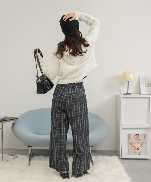 Birthday room（バースデイルーム）の「チェックワイドパンツ / checked wide pants（スラックス・レディース・グリーン/オレンジ・FREE）」の8枚目の写真