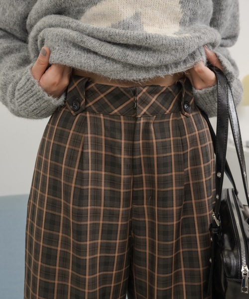 Birthday room（バースデイルーム）の「チェックワイドパンツ / checked wide pants（スラックス・レディース・グリーン/オレンジ・FREE）」の10枚目の写真