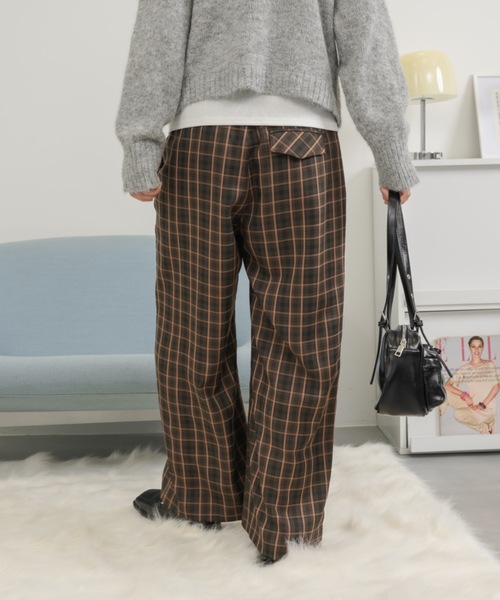 Birthday room（バースデイルーム）の「チェックワイドパンツ / checked wide pants（スラックス・レディース・グリーン/オレンジ・FREE）」の16枚目の写真