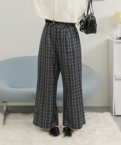 Birthday room（バースデイルーム）の「チェックワイドパンツ / checked wide pants（スラックス・レディース・グリーン/オレンジ・FREE）」の5枚目の写真