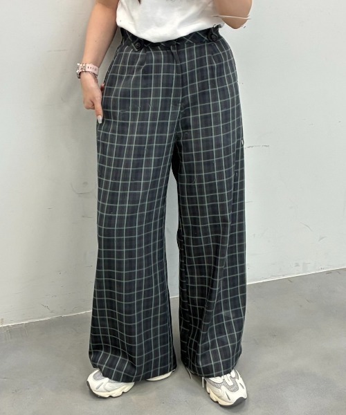 90s stuka チェック　ワイドパンツ improves（インプローブス） スラックス チェック ワイドパンツ メンズ