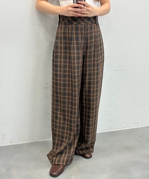 Birthday room（バースデイルーム）の「チェックワイドパンツ / checked wide pants（スラックス・レディース・グリーン/オレンジ・FREE）」の20枚目の写真