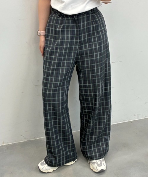Ultimus / Check Pants スラックス チェックパンツ セール】チェックワイドパンツ / checked wide pants