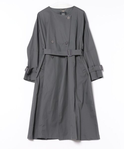 Q（キュー）の「ノーカラートレンチコート（トレンチコート・レディース・キャメル/チャコールグレー・MEDIUM）」の10枚目の写真