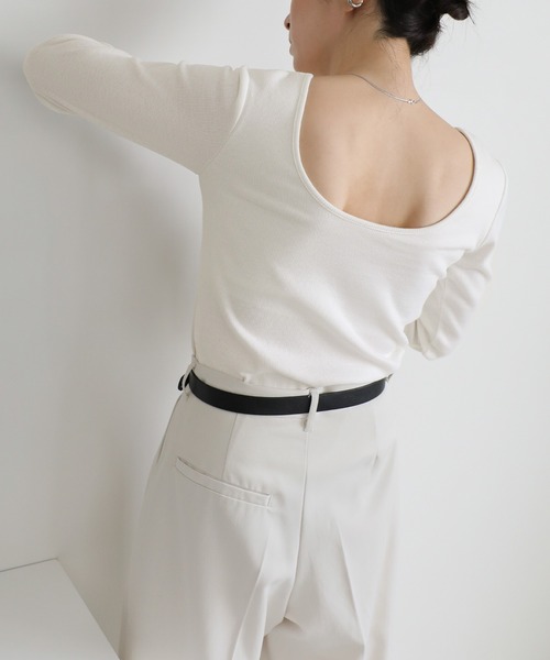 ★新品未使用★カップ付きTシャツ&レギンスセットアップ★定価14,800円★Ｌ★ セール】バックオープンカップ付きロングスリーブトップス（Tシャツ