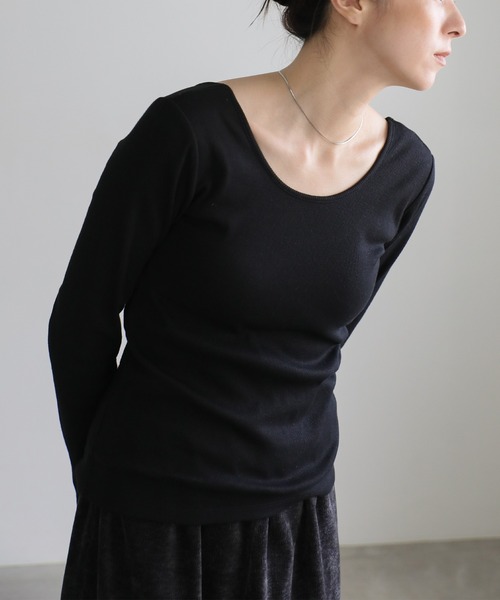 select MOCA(セレクトモカ)の「バックオープンカップ付きロングスリーブトップス(Tシャツ/カットソー・レディース・ブラック/オフホワイト/チャコールグレー・FREE/LARGE/SMALL)」の15枚目の写真
