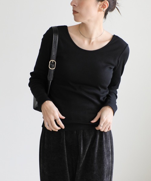 select MOCA(セレクトモカ)の「バックオープンカップ付きロングスリーブトップス(Tシャツ/カットソー・レディース・ブラック/オフホワイト/チャコールグレー・FREE/LARGE/SMALL)」の19枚目の写真
