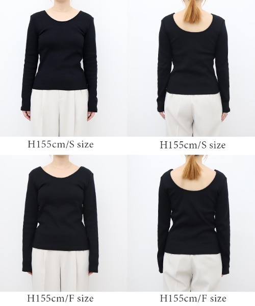 バックオープンカップ付きロングスリーブトップス（Tシャツ/カットソー