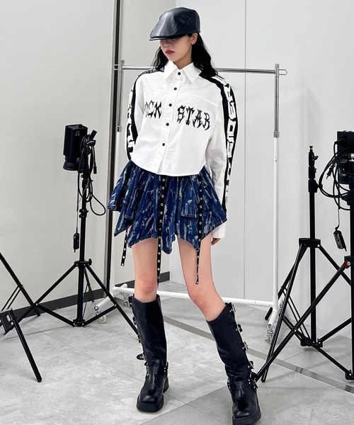 Figments（フィグメンツ）の「パンクデニムミニスカパン（デニムスカート・レディース・ブラック/ブルー・FREE）」の7枚目の写真