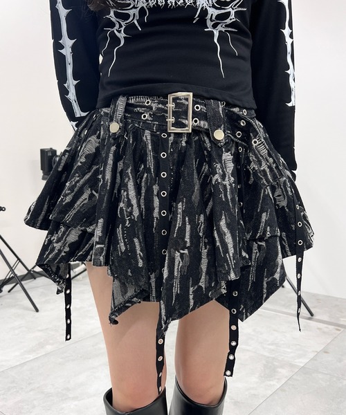 セール】パンクデニムミニスカパン（デニムスカート）｜Figments