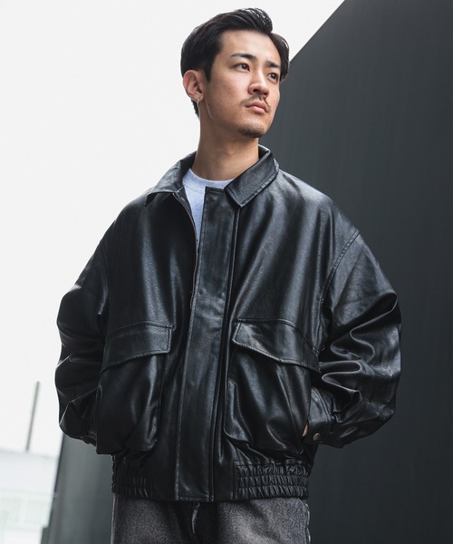 BEAMS HEART(ビームスハート)の「【完売間近】クラシック フェイクレザー ブルゾン/Classic Faux Leather Blouson(ユニセックス)(ブルゾン・メンズ・ブラック/ダークブラウン・LARGE/MEDIUM/SMALL)」の7枚目の写真