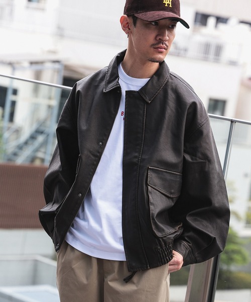 BEAMS HEART(ビームスハート)の「【完売間近】クラシック フェイクレザー ブルゾン/Classic Faux Leather Blouson(ユニセックス)(ブルゾン・メンズ・ブラック/ダークブラウン・LARGE/MEDIUM/SMALL)」の12枚目の写真