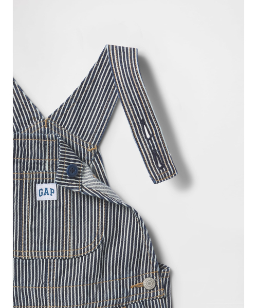 GAP(ギャップ)の「リラックス ストライプ デニムオーバーオール (幼児)(サロペット/オーバーオール・キッズ・ホワイト×ネイビー・80cm/95cm/90cm/100cm/105cm/110cm/70cm)」の2枚目の写真