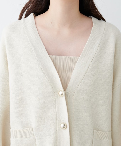 美品　Her lip to　カーディガン　フリンジ　金ボタン　シルク　ウール 美品 Her lip to カーディガン フリンジ 金ボタン シルク ウール