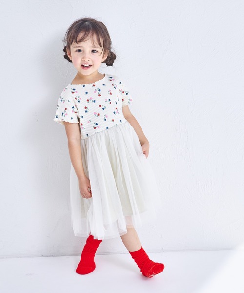 pairmanon（ペアマノン）の「【リンクコーデ】【リブコットン100】チュールドッキングワンピース（ワンピース・キッズ・ブラック系その他2/ブラック系その他/ピンク系その他/ホワイト系その他・130/120/140/100/110/90/150）」の5枚目の写真