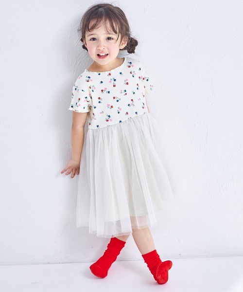 pairmanon（ペアマノン）の「【リンクコーデ】【リブコットン100】チュールドッキングワンピース（ワンピース・キッズ・ブラック系その他2/ブラック系その他/ピンク系その他/ホワイト系その他・130/120/140/100/110/90/150）」の7枚目の写真