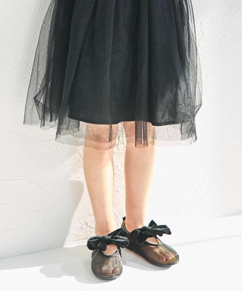 pairmanon（ペアマノン）の「【リンクコーデ】【リブコットン100】チュールドッキングワンピース（ワンピース・キッズ・ブラック系その他2/ブラック系その他/ピンク系その他/ホワイト系その他・130/120/140/100/110/90/150）」の14枚目の写真