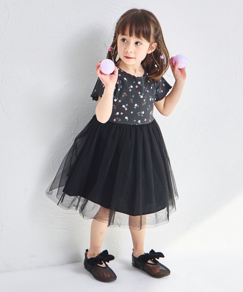 pairmanon（ペアマノン）の「【リンクコーデ】【リブコットン100】チュールドッキングワンピース（ワンピース・キッズ・ブラック系その他2/ブラック系その他/ピンク系その他/ホワイト系その他・130/120/140/100/110/90/150）」の15枚目の写真